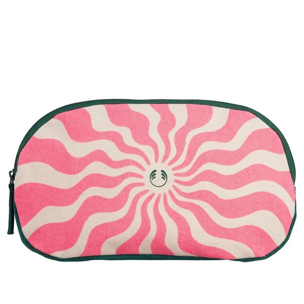 3/$22🩶 The Body Shop Heart Pink Purple Swirl Make-Up Zip Cosmetic Bag NEW